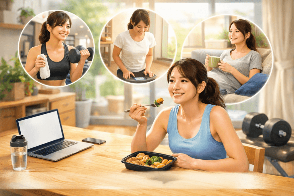 筋肉食堂DELIで食事管理の負担が減り、前向きに続けられるイメージ