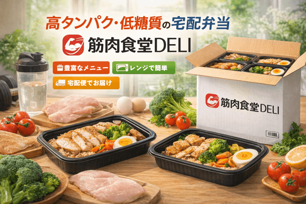 筋肉食堂DELIの冷凍宅配弁当と3コースの違いがひと目でわかるイメージ