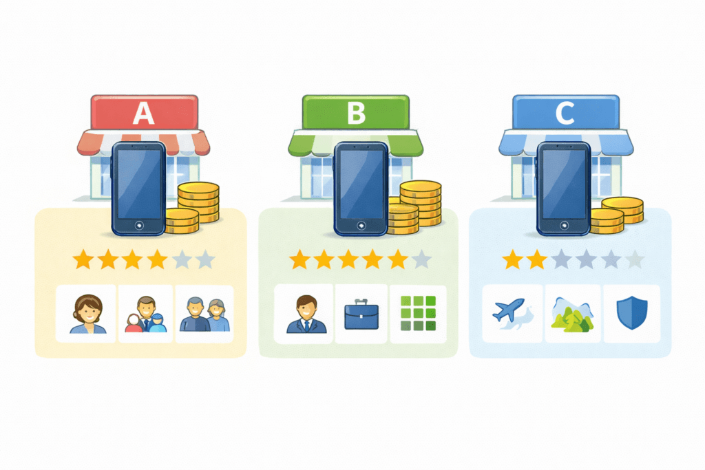 サンシスコンのスマホレンタル料金比較イメージ