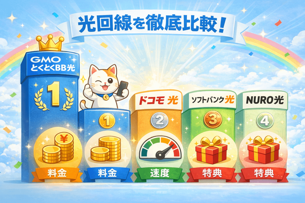 GMOとくとくBB光と主要光回線の比較イメージ