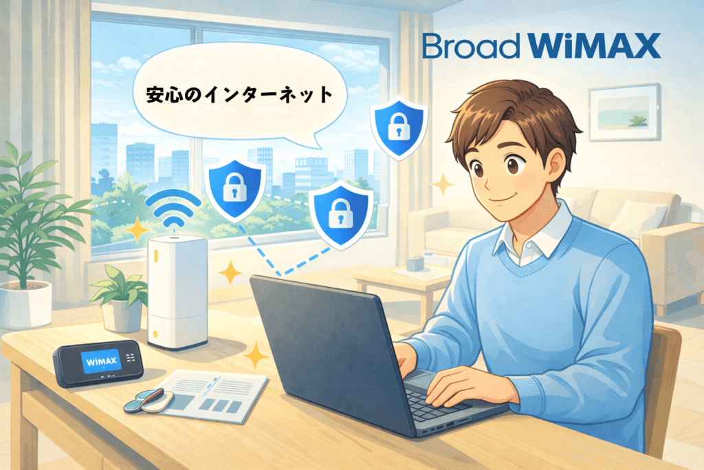 Broad WiMAXを選んで安心してネットを使うイメージ