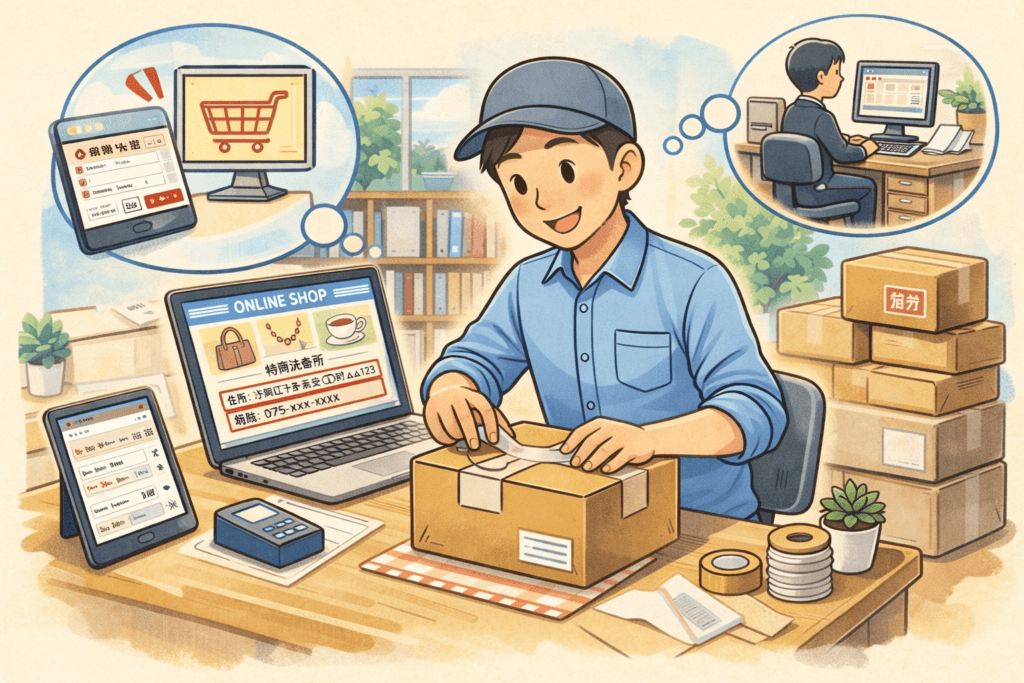 副業ネットショップを運営する人物イメージ