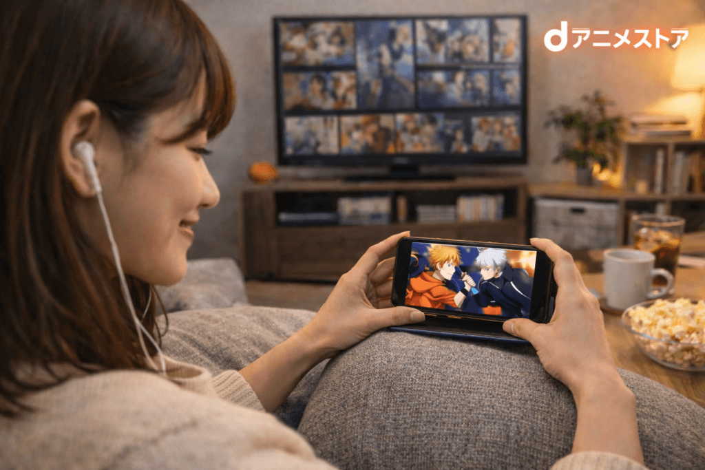 アニメを楽しむリラックスした時間