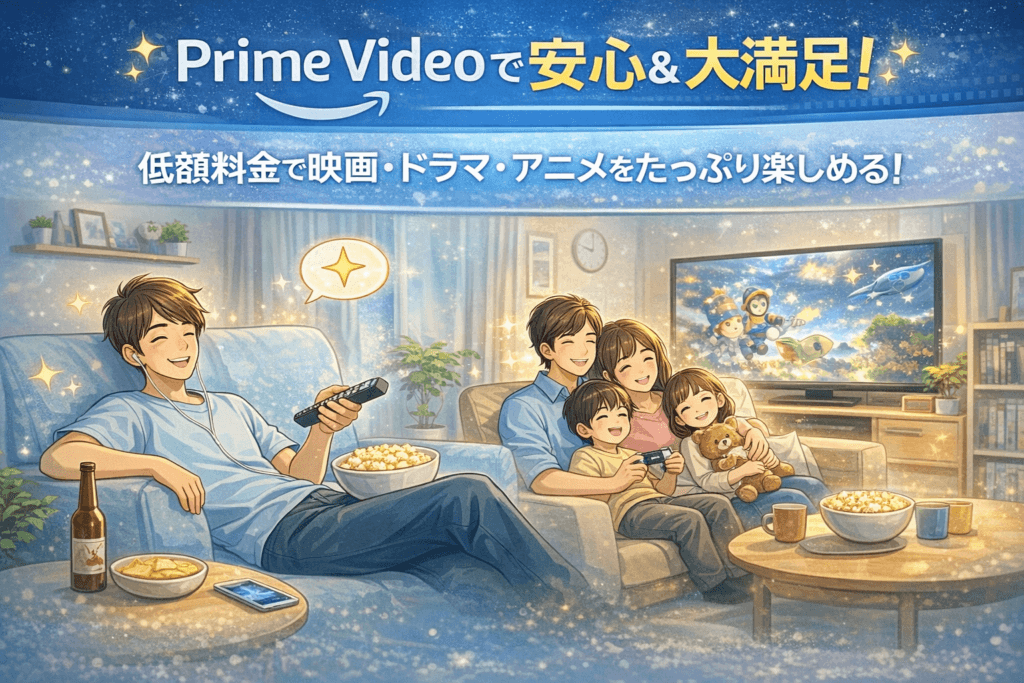 Prime Videoを使って満足している視聴後の安心イメージ